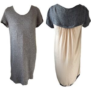 Beatrice B Gray Knitted Polka Dot Sweater Dress Size Small